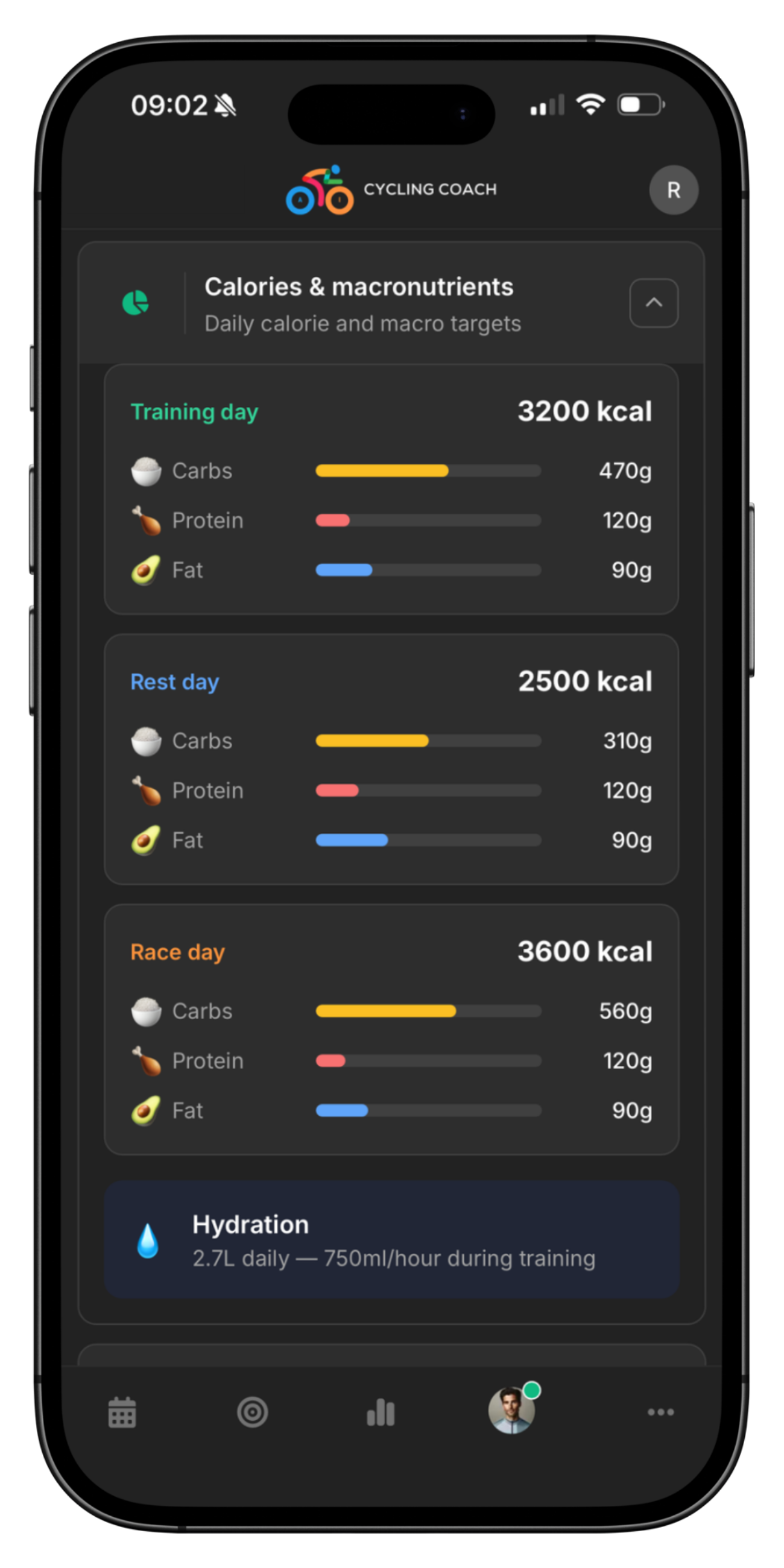 Nutrition Plan iOS app screenshot