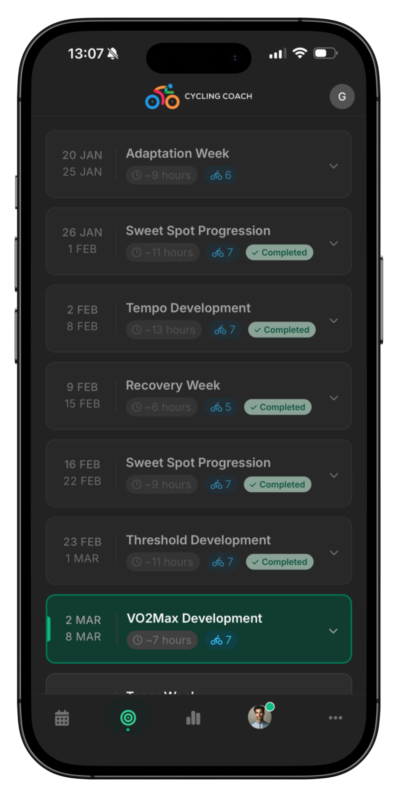 Weekly Plan iOS app screenshot